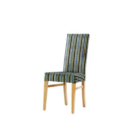 Enna High Back Contract Dining Chair in striped fabric