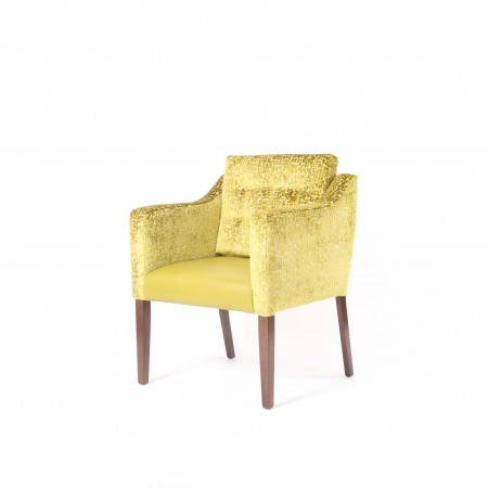 Barra wide care home tub chair with loose back button cushion in yellow fabric