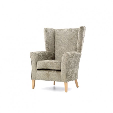 Mayfair with Wings - a traditional wing back lounge chair suitable for care homes or hotels in chenile fabric