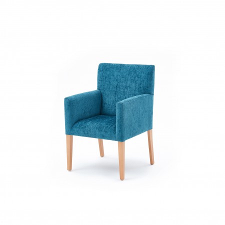 Kensington traditional care home tub chair in blue fabric
