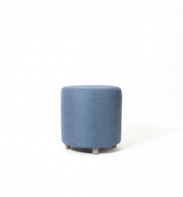 Care Home or Hotel Drum Stool for lounge or bedroom in blue fabric