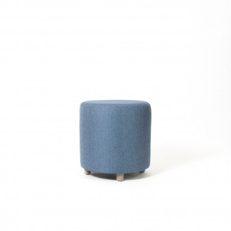 Care Home or Hotel Drum Stool for lounge or bedroom in blue fabric