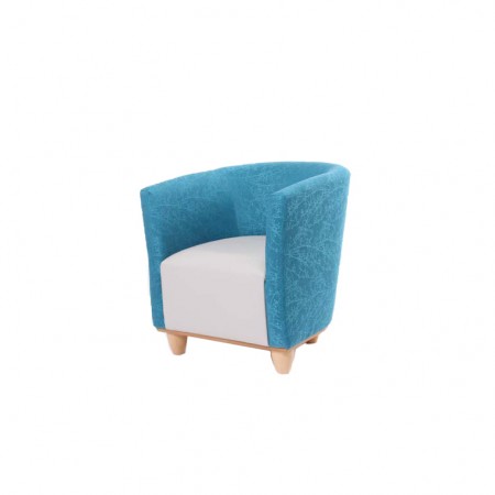 Jura tub chair for tough extreme environments such as challenging behaviour, autism accommodation, prisons - teal and cream
