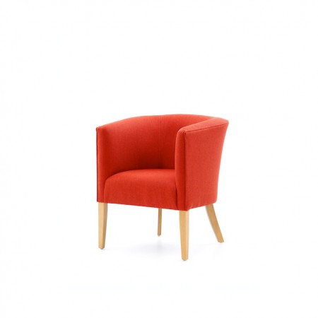 Premier, luxury tub chair ideal for hotel lounges and reception areas or upmarket care homes in plain red fabric