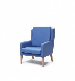 Colonsay high back generous bariatric chair for nursing homes and hospitals in blue fabric