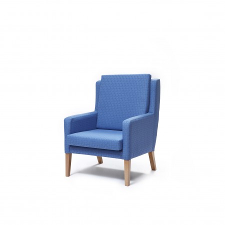 Colonsay high back generous bariatric chair for nursing homes and hospitals in blue fabric