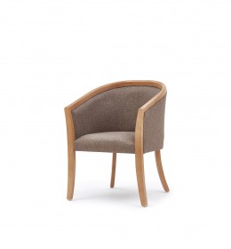 Farringdon luxurious show wood hotel tub chair in brown fabric