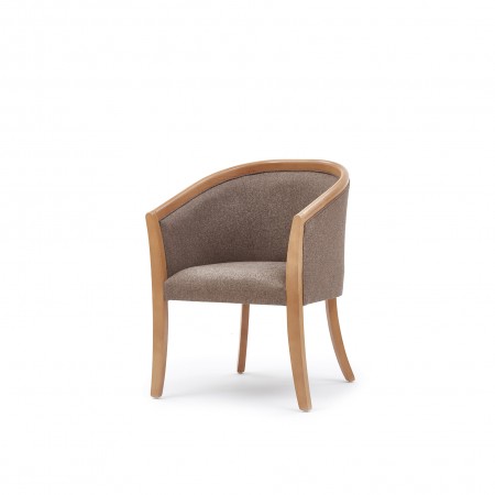 Farringdon luxurious show wood hotel tub chair in brown fabric