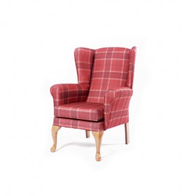 Alexander Queen Anne Care Home Chair - Plaid Check Fabric