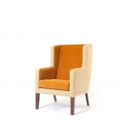 Arran Generous High Back Hotel Chair with wings in dual yellow fabrics