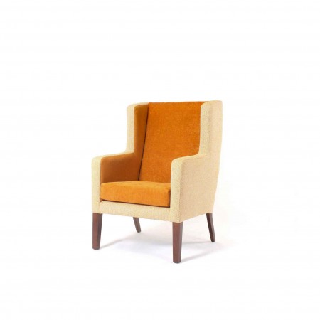 Arran Generous High Back Hotel Chair with wings in dual yellow fabrics