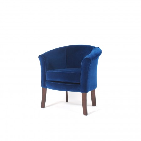 Devon popular care home lounge tub chair in blue velvet fabric