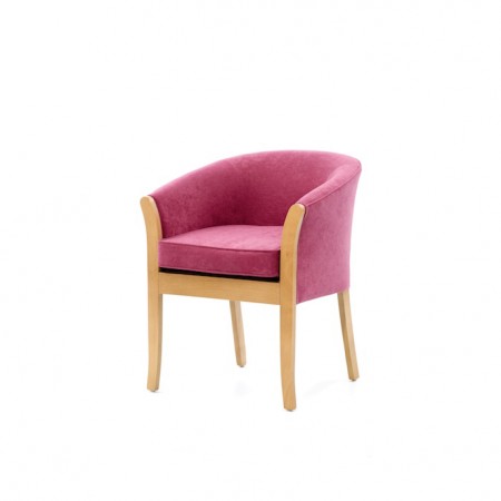 The Marlbough loose seat tub chair has show wood and is a great value-for-money chair for care homes and hotels