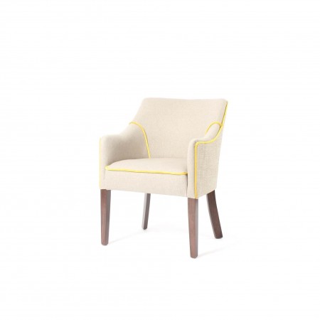 Kenwood compact contract tub chair for hotels, care homes and sports and social clubs in plain cream fabric with contrasting piping - ideal dining tub chair