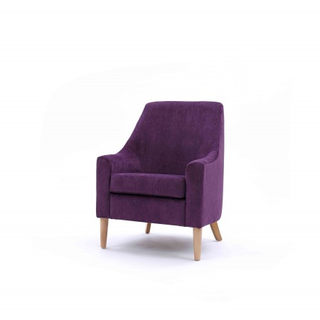 Rona mid back contract lounge or bedroom chair in purple fabric