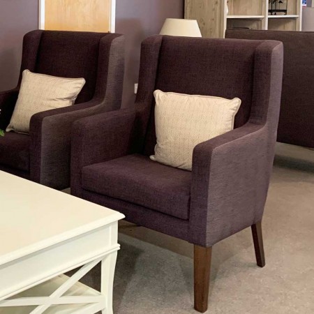 Arran High Back Generous Contract chair for in care home setting in brown fabric
