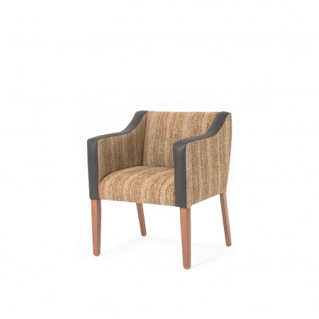 Generous care home and hotel bedroom tub chair in dual fabrics