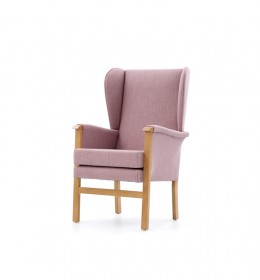 Deepdale traditional full specification care home lounge chair with show wood