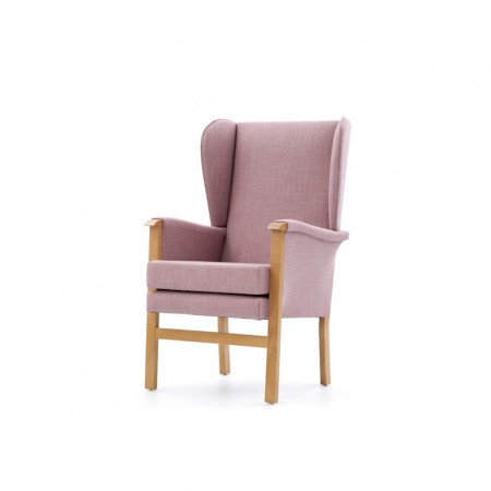 Deepdale traditional full specification care home lounge chair with show wood