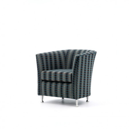Jura metal leg, fixed seat,  tub chair for care homes, hotels, sports clubs and other contract use - geometric fabric