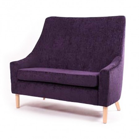 Rona high back 2 seater contract sofa in purple fabric