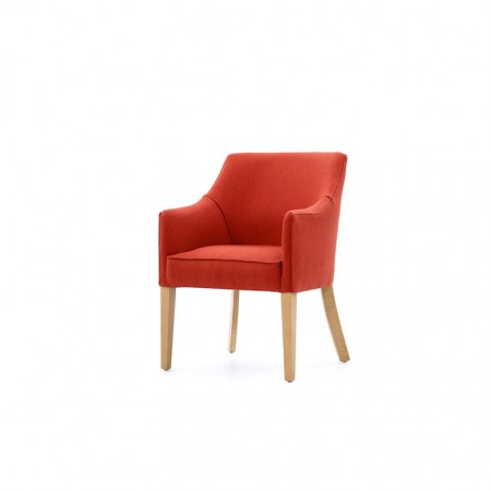 Kenwood compact contract tub chair for hotels, care homes and sports and social clubs in red fabric - ideal dining tub chair