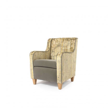 Solway luxury mid back chair for hotel and care home lounges - here in Sunbury Bella and Utopia fabrics