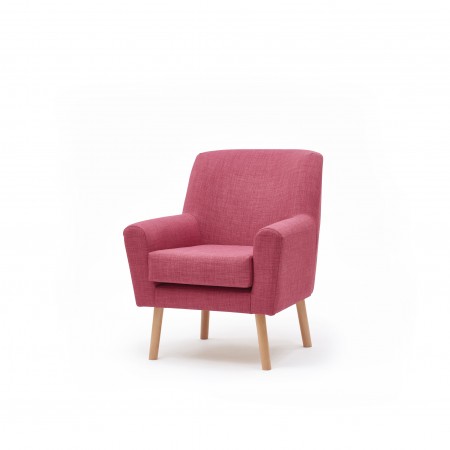 Lundy compact contract lounge chair ideal for clubs, hotels or care homes - in pink fabric