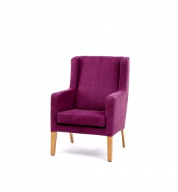 Arran High Back Generous Contract chair for care homes and hotels in purple fabric