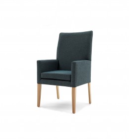 Kensington simple high back care home lounge chair without wings in plain teal fabric