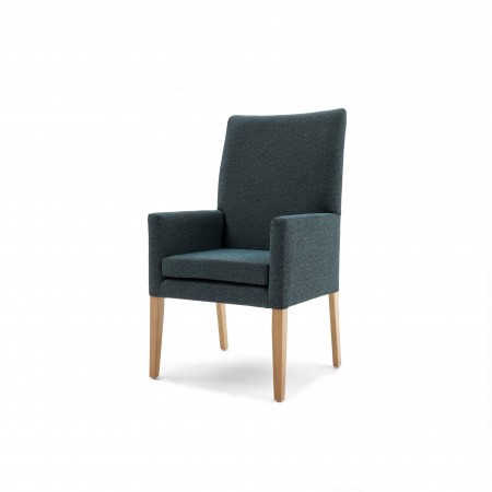 Kensington simple high back care home lounge chair without wings in plain teal fabric
