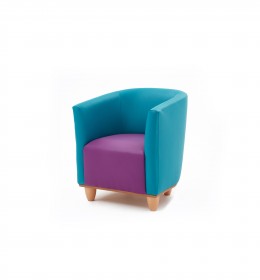 Jura tub chair for tough extreme environments such as challenging behaviour, autism accommodation, prisons - teal and pink