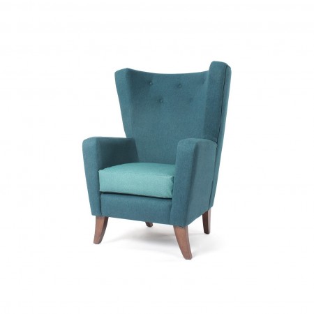 Lismore high back contract lounge chair for hotels or upmarket care homes in teal fabric