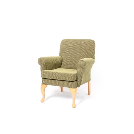 Claremont cheap mid back care home lounge chair in yellow fabric