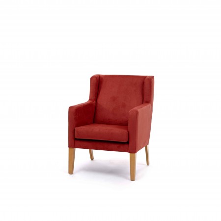 Arran Mid Back Comfortable Wide Lounge Chair For Contract Use In Hotels Or Care Homes - Red Fabric