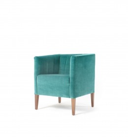 Evesham square fluted hotel tub chair for lounge or reception areas in green velvet