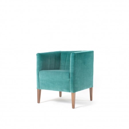 Evesham square fluted hotel tub chair for lounge or reception areas in green velvet